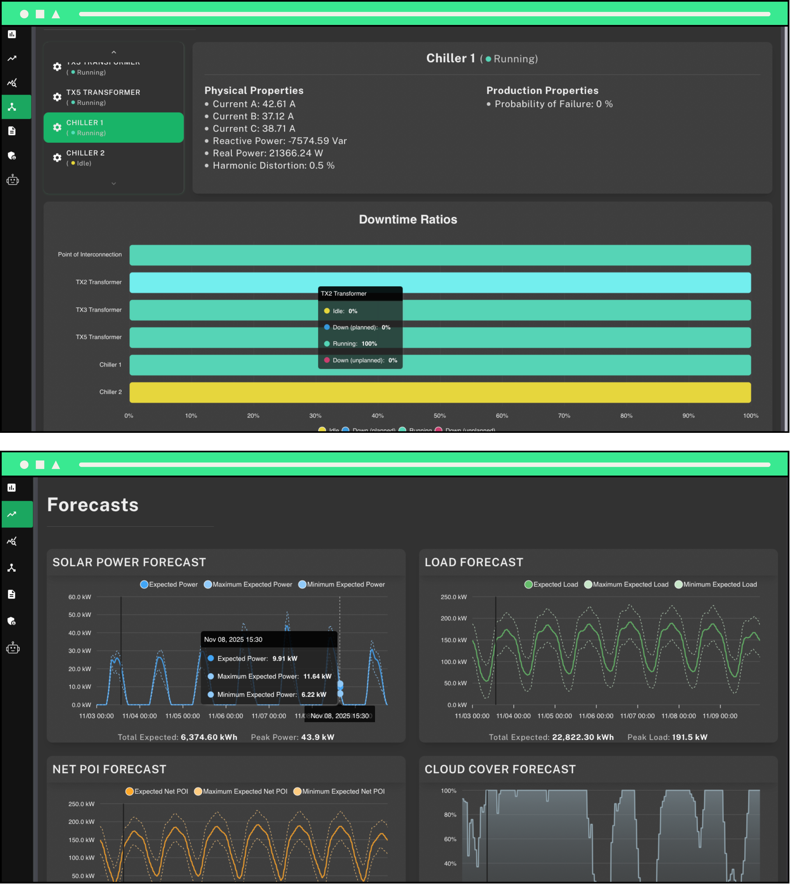 EMP Energy Management Platform screens